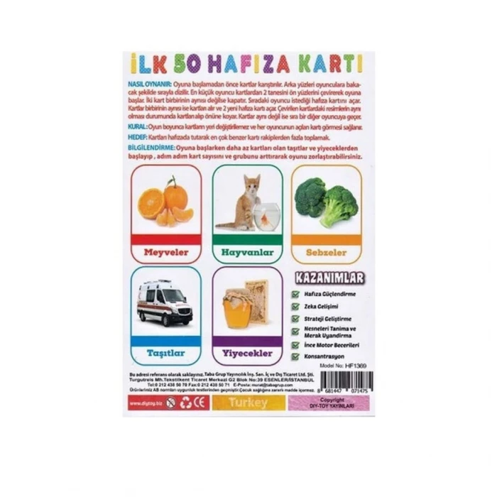 ieg™ 1475 İLK 50 HAFIZA KARTLARI (MEMORY GAME )