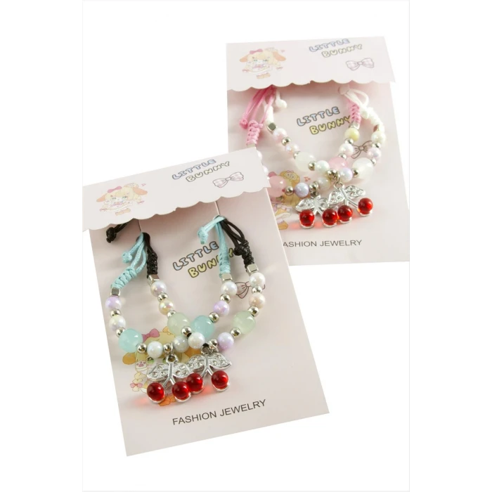 ieg™ 2 Adet Kiraz Zirkon Taşlı Lüks İp Bileklik