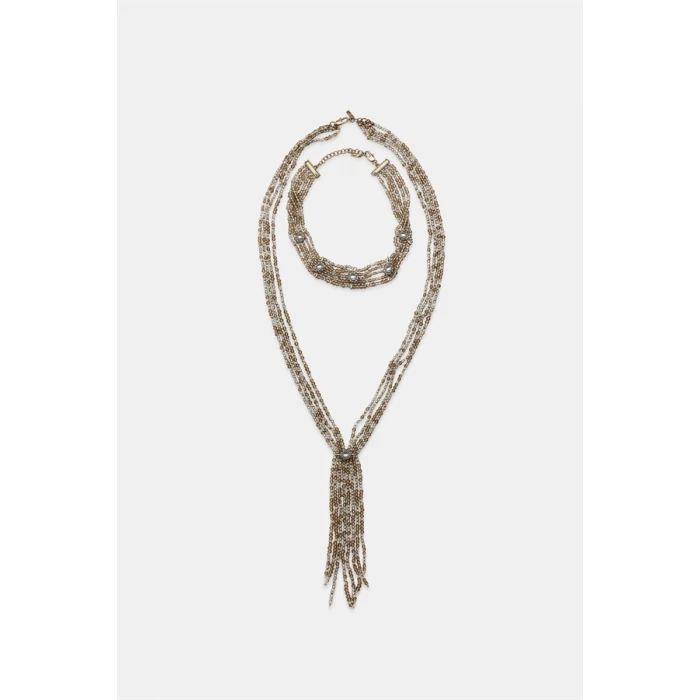 ieg™ 2li Boncuklu Gerdanlık Kolye - Kahverengi