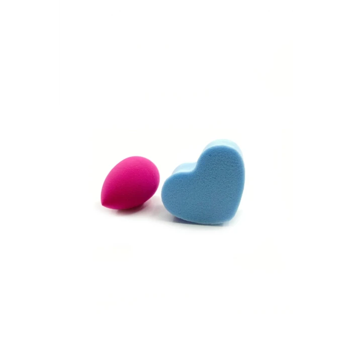 İEG 2 Li Mini Makyaj Süngeri Çanta Boy Kalp ve Oval