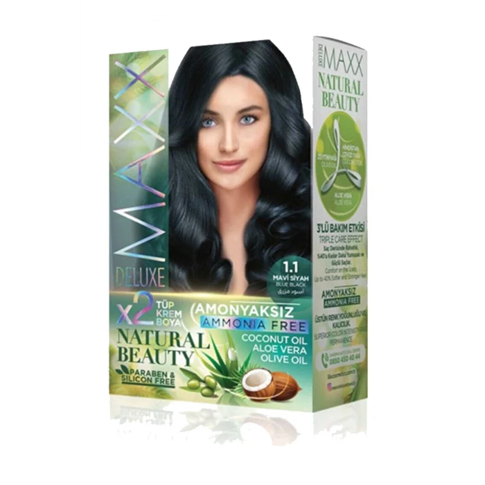 İEG 2 Paket Natural Beauty Amonyaksız Saç Boyası 1.1 Mavi Siyah