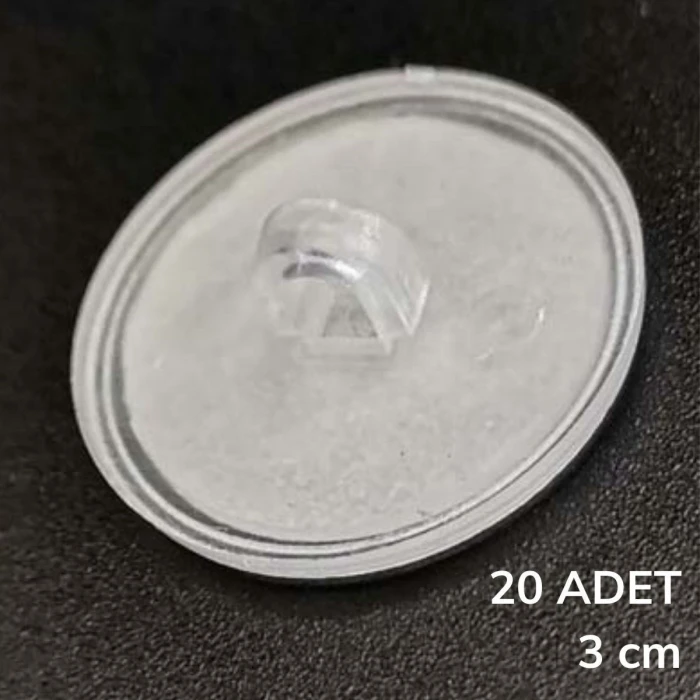 ieg™  20 Adet Şeffaf Yuvarlak 3 Cm Çaplı Güçlü Disk Yapışkanlar