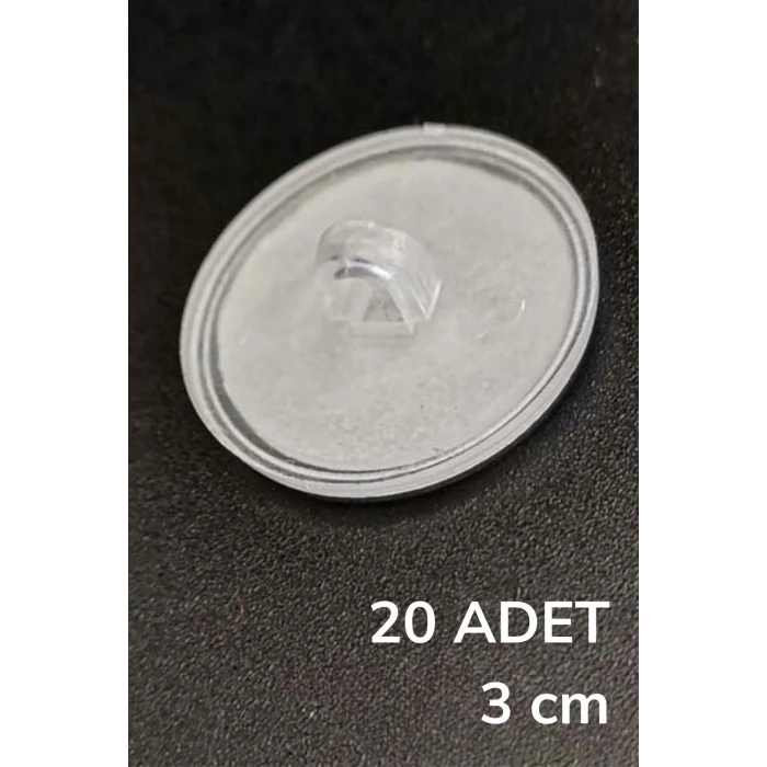 ieg™  20 Adet Şeffaf Yuvarlak 3 Cm Çaplı Güçlü Disk Yapışkanlar
