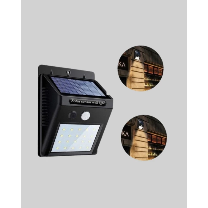 ieg™ 20 LED Güneş Paneli Aydınlatma – Fotoselli ve Hareket Algılamalı Dış Mekan Duvar Lambası