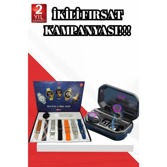 ieg™ 2025 Model Çok Kordonlu Akıllı Saat ve Bluetooth Kulaklık El Fenerli