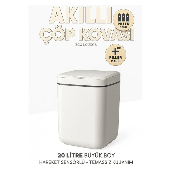 ieg™ 20L Akıllı Sensörlü Çöp Kovası UV Işık Koku Geçirmez Mutfak Banyo Ofis İçin