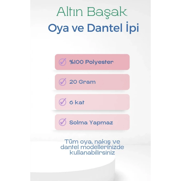 ieg™ 3 Adet Altınbaşak Oya ve Dantel İpi 20 gr -  - No: 050 - 480 - 585