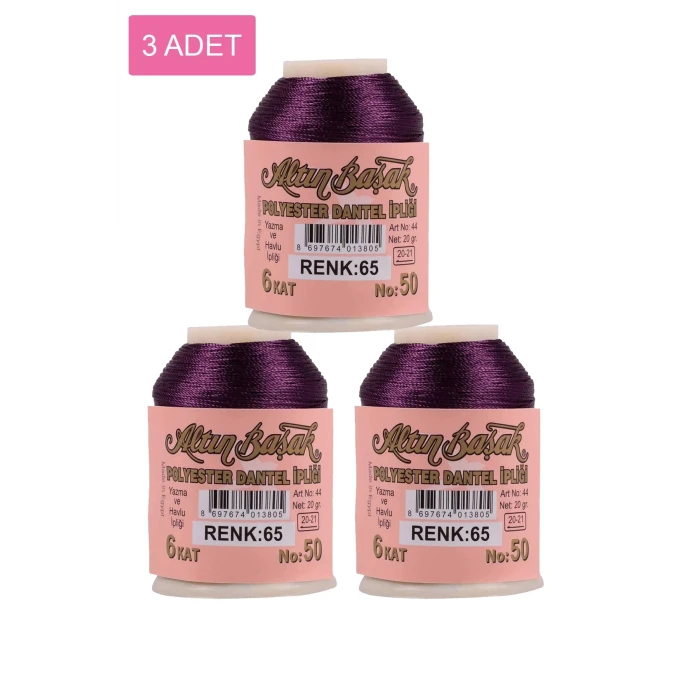 ieg™ 3 Adet Altınbaşak Oya ve Dantel İpi 20 gr -  - No: 065