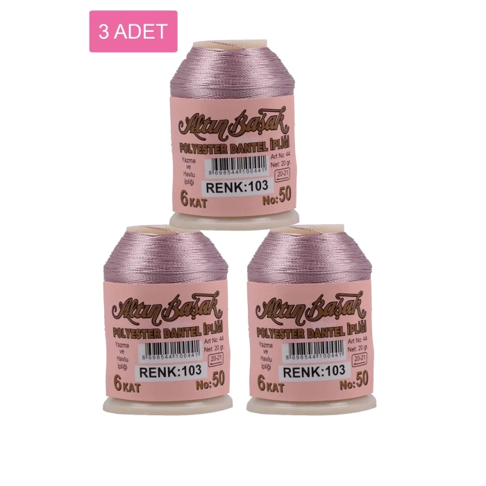 ieg™ 3 Adet Altınbaşak Oya ve Dantel İpi 20 gr -  - No: 103