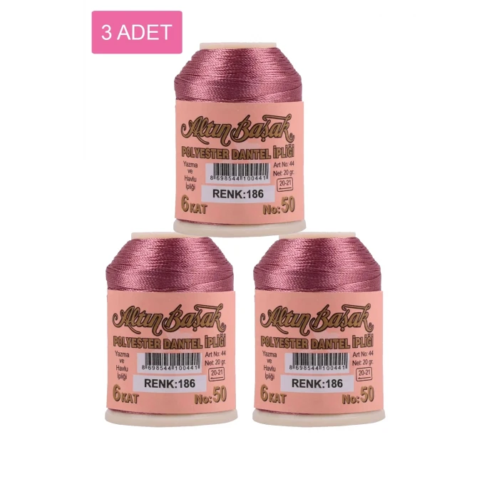 ieg™ 3 Adet Altınbaşak Oya ve Dantel İpi 20 gr -  - No: 186