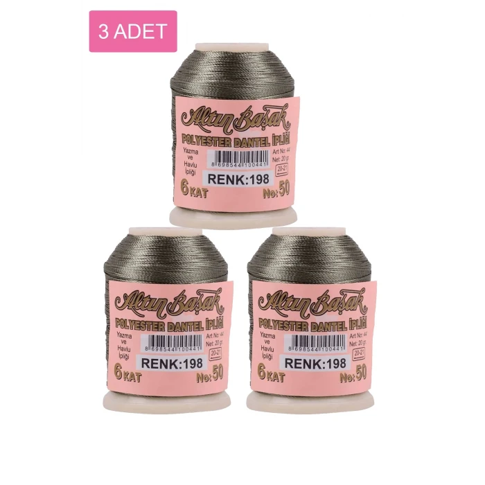ieg™ 3 Adet Altınbaşak Oya ve Dantel İpi 20 gr -  - No: 198