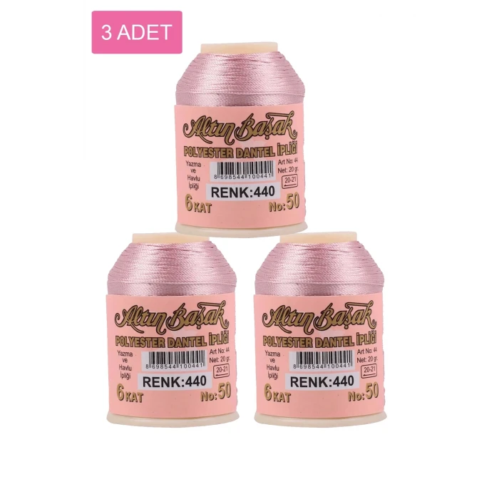 ieg™ 3 Adet Altınbaşak Oya ve Dantel İpi 20 gr -  - No: 440