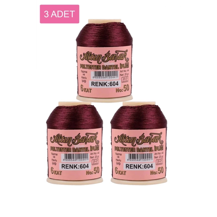 ieg™ 3 Adet Altınbaşak Oya ve Dantel İpi 20 gr -  - No: 604