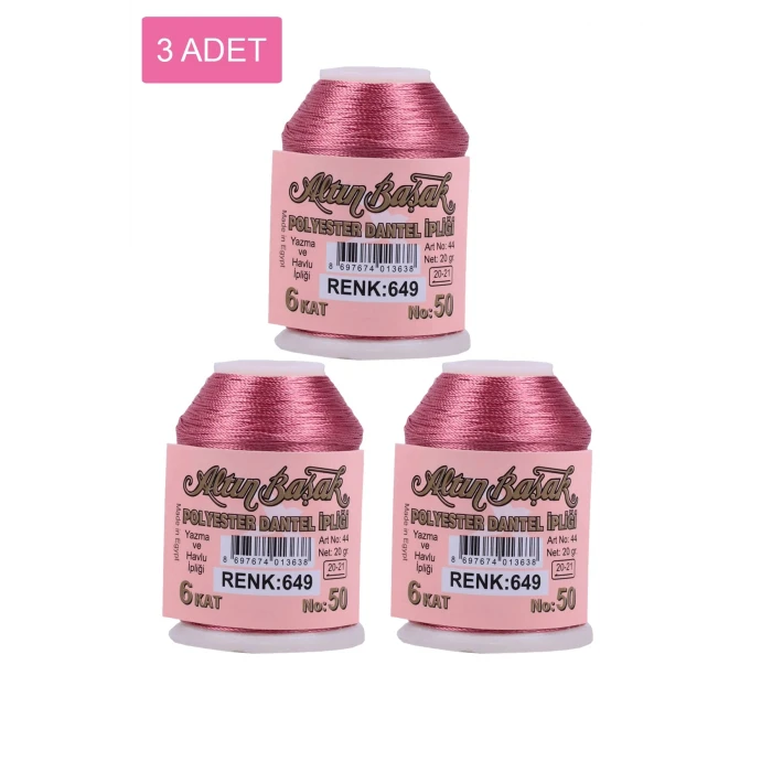 ieg™ 3 Adet Altınbaşak Oya ve Dantel İpi 20 gr -  - No: 649