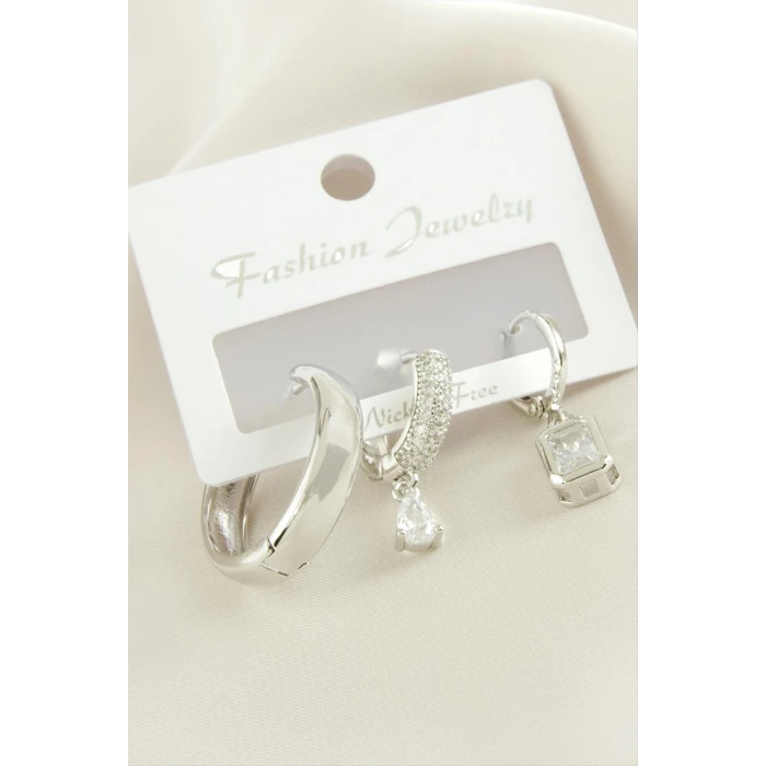 ieg™ 3 Adet Baget Zirkon Taşlı Küpe