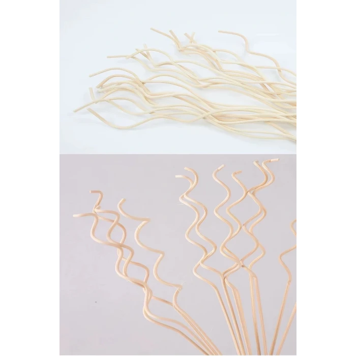 ieg™ 3 Adet Dalgalı Model Aromaterapi Dağıtıcı Rattan Sopa- Ev Dekor Şişe - Koku Yağı Ahşap Difüzör Çubuk