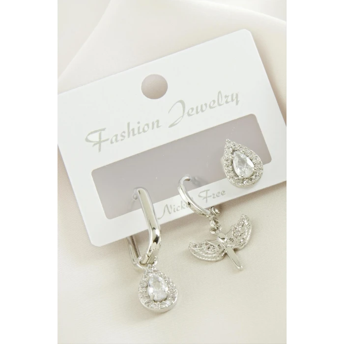 ieg™ 3 Adet Damla Zirkon Taşlı Küpe