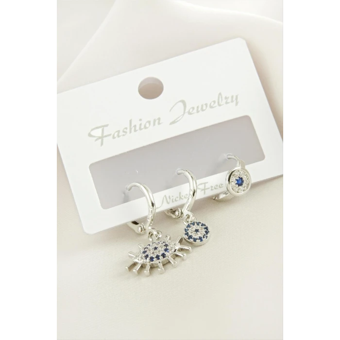 ieg™ 3 Adet Göz Nazar Zirkon Taşlı Küpe