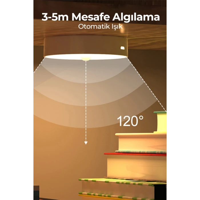 ieg ™ 3 Adet Hareket Sensörlü Beyaz Işık Led Gece Lambası – Kablosuz 8 Ledli | Merdiven, Koridor