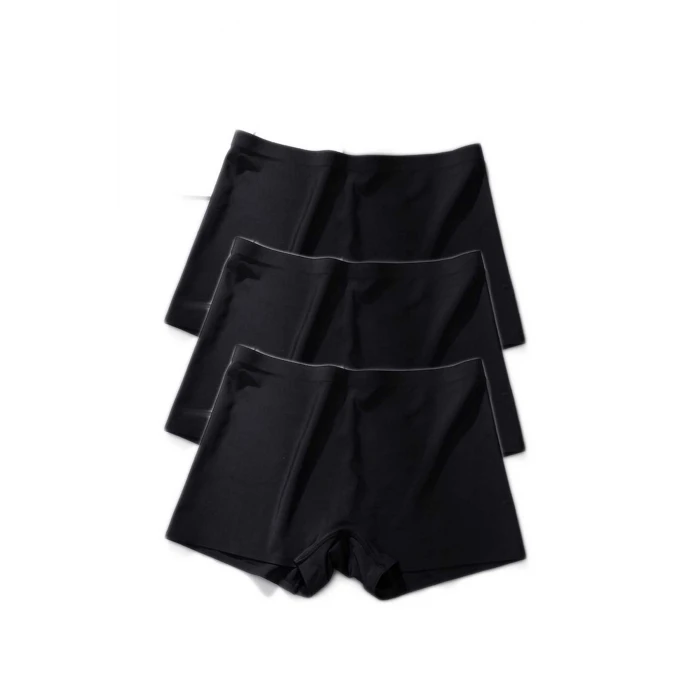 ieg™ 3 Adet Kadın Dikişsiz Görünmez İz Yapmaz Mini Şort Boxer Siyah