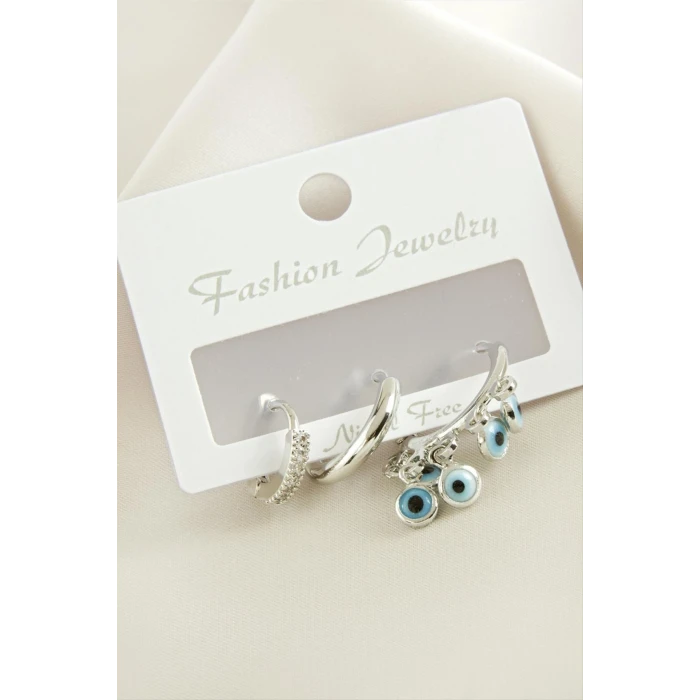 ieg™ 3 Adet Nazar Zirkon Taşlı Küpe