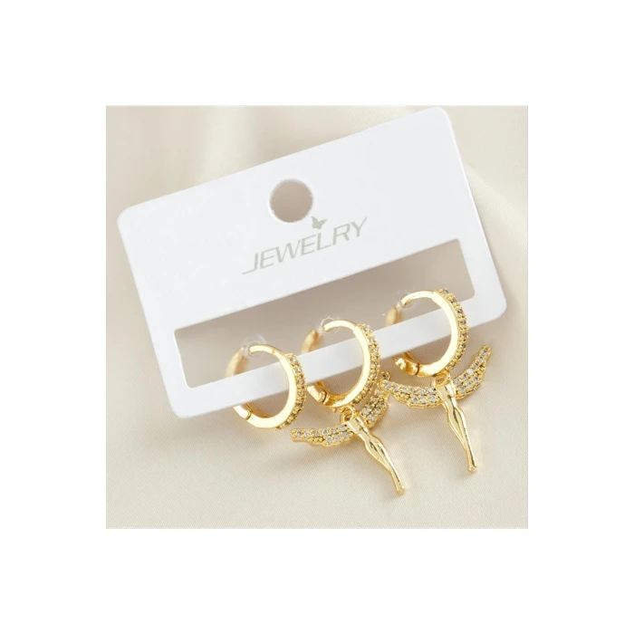 ieg™ 3 Adet Peri Zirkon Taşlı Küpe