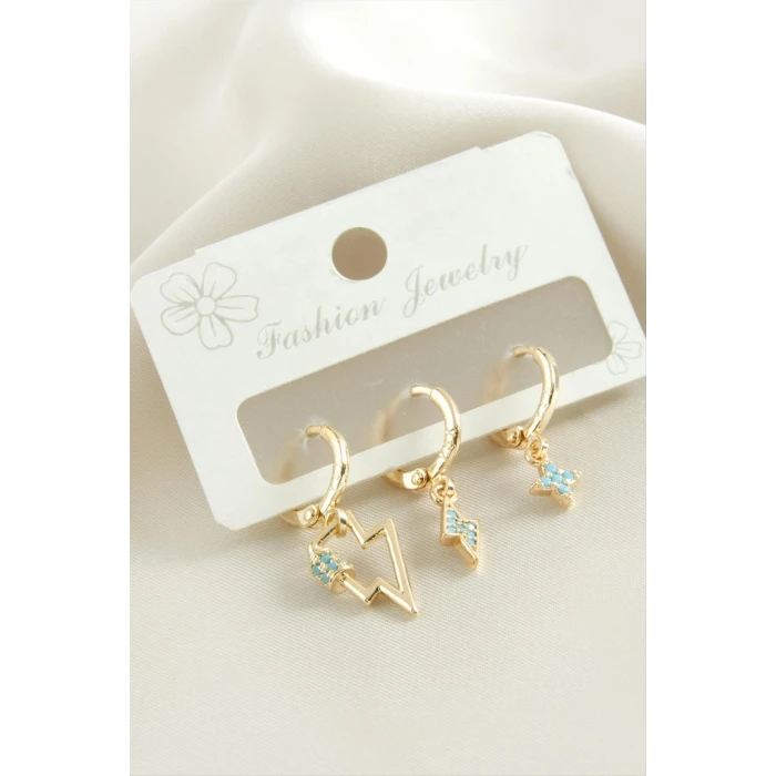 ieg™ 3 Adet Şimşek Zirkon Taşlı Küpe