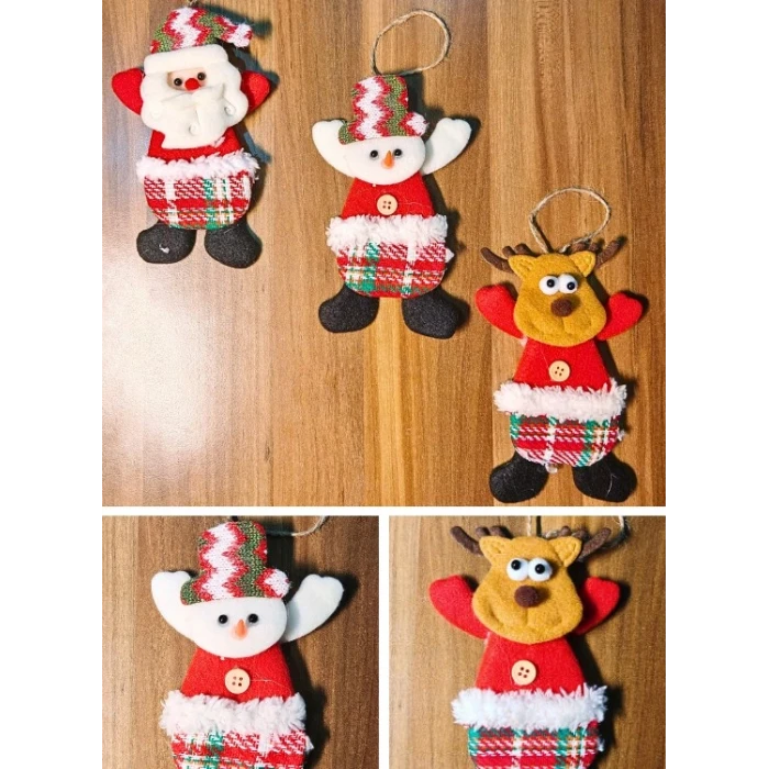 ieg ™ 3 Adet Yılbaşı Çam Ağacı Süsü Peluş Tekstil Örme Orta Boy 17 cm x 11 cm