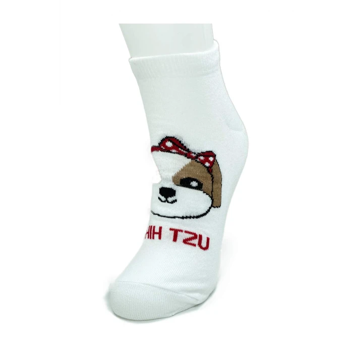 ieg™ 3 Çift Sevimli Köpek Temalı Baskılı Yumuşak Kadın Bilek Çorap