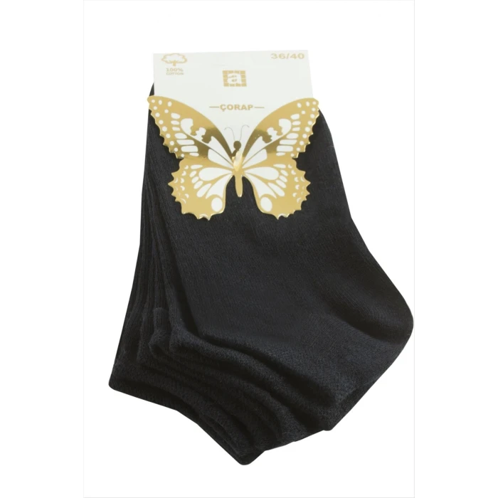 ieg™ 3 Çift Siyah Renkli Snekars Çorap