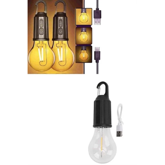ieg™ 3 Farklı Mod LEDli Şarjlı Asma Kancalı Kamp Lambası Taşınabilir Ampul