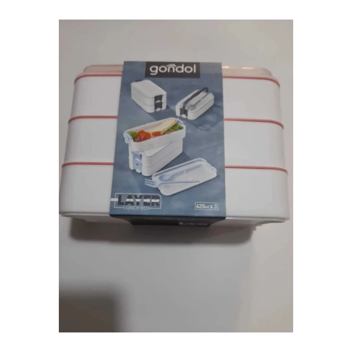 ieg™ 3 Katlı Beslenme Kabı Çatal Kaşık İçerisinde