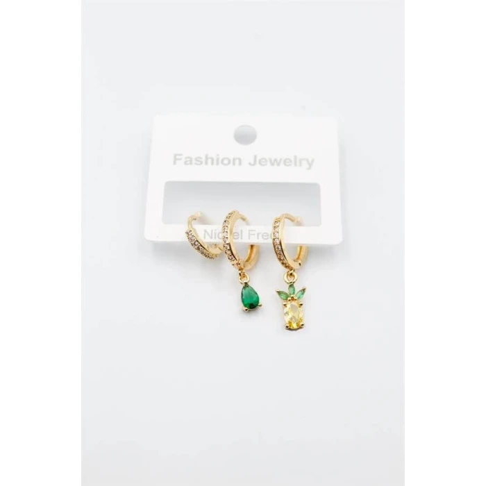 ieg™ 3lü Ananas Küpe - Altın