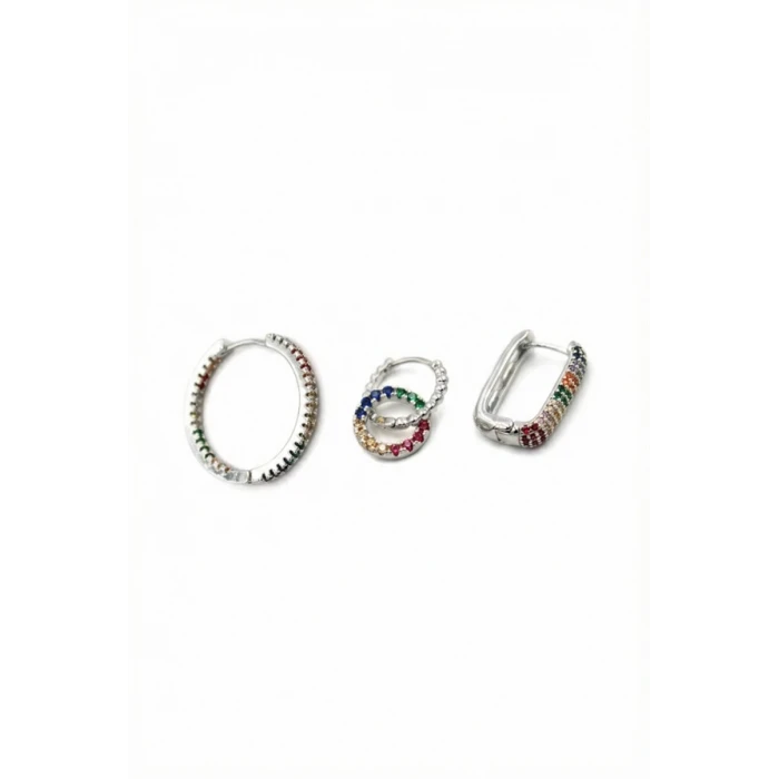 ieg™ 3lü Halka Küpe - Gümüş