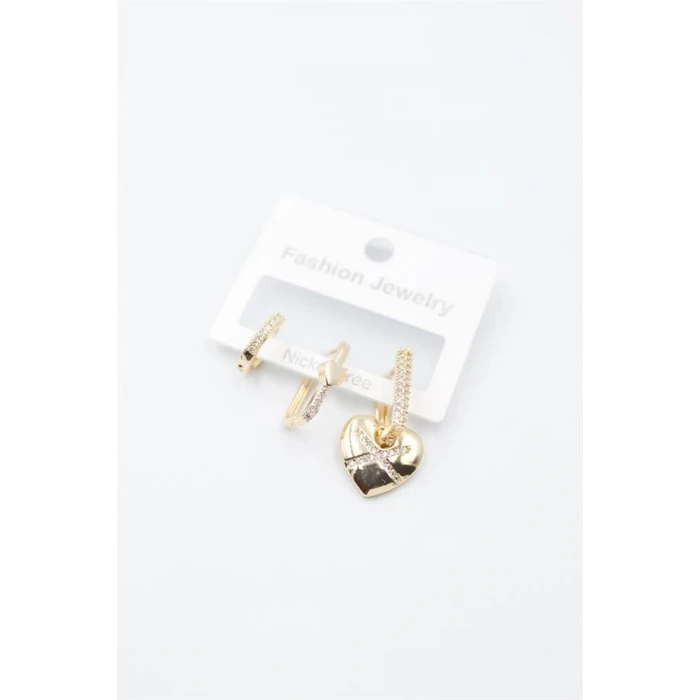 İEG 3lü Kalp Küpe - Altın