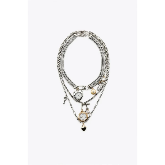 ieg™ 3lü Saat ve Charm Kolye - Gümüş