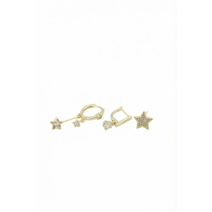 ieg™ 3lü Taşlı Halka Küpe - Altın