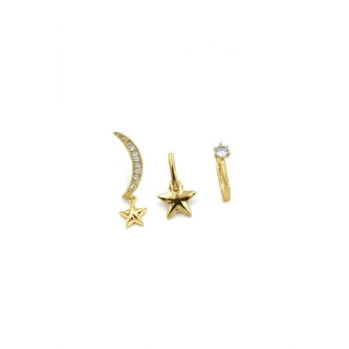 ieg™ 3lü Taşlı Halka Küpe - Altın