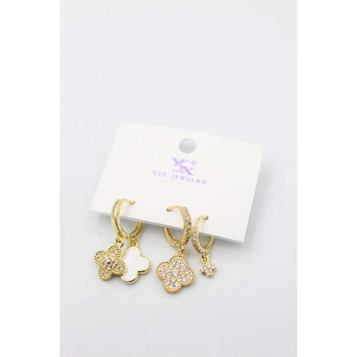 ieg™ 3lü Vc Yonca Küpe - Altın