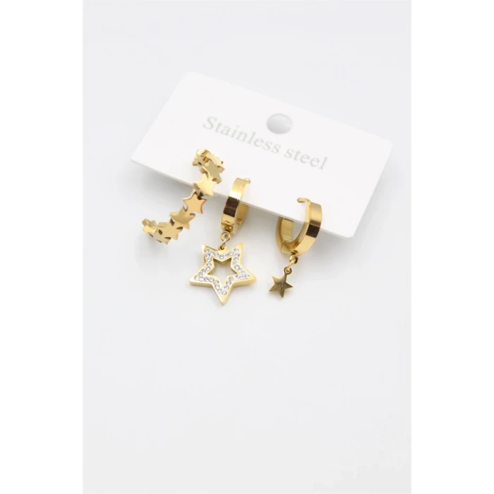 ieg™ 3lü Yıldız Küpe - Altın