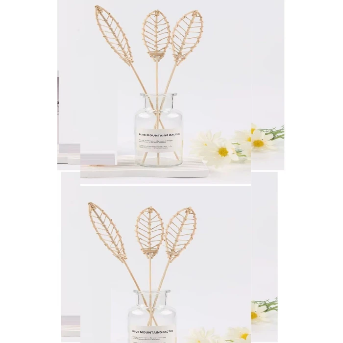 ieg™ 3 Tek Adet 3 Model Aromaterapi Koku Dağıtıcı Rattan Şişe Ahşap Difüzör Çubuk (Spiral-Yaprak-Dalgalı)