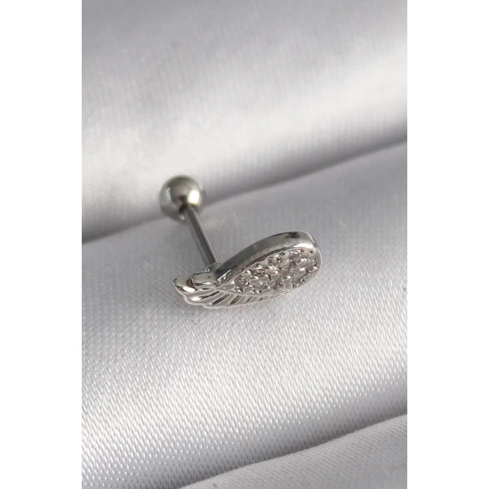ieg™ 316L Çelik Gümüş Renk Zirkon Taşlı Kanat Tragus Piercing
