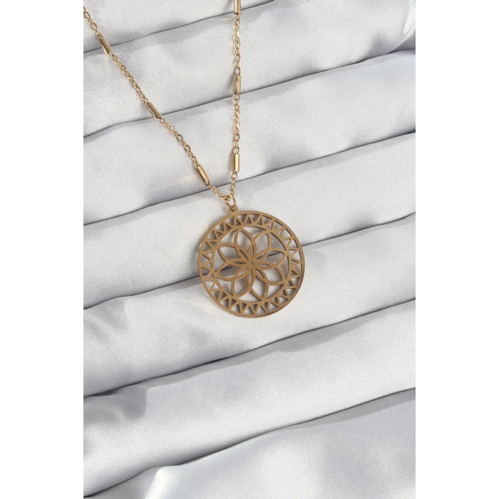 ieg™ 316L Çelik Zincir Gold Renk Lotus Model Kolye