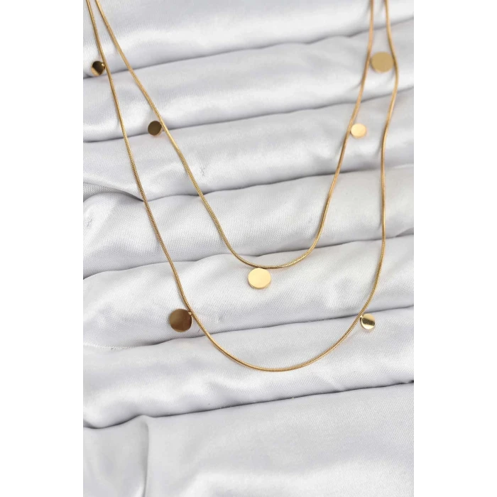 ieg™ 316L Çelik Zincir Gold Renk Pullu Kadın Kolye