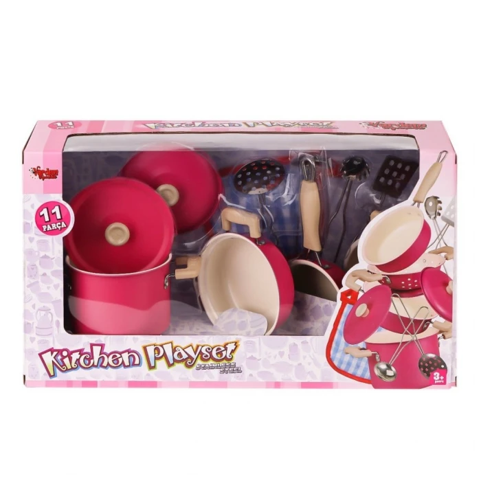 ieg™ 3815-6A Tencere 11 Parça Pembe -Vardem Oyuncak