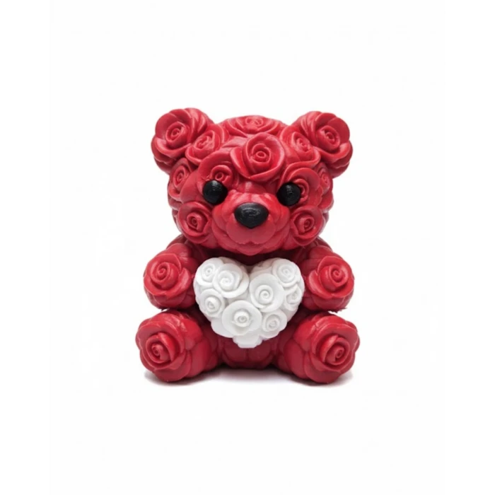 ieg™ 3D Baskı Kalpli Ayıcık 10cm Romantik Masaüstü Dekor