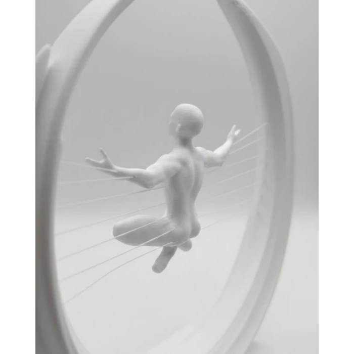 ieg™ 3D Zen Heykeli Ay Formlu Meditasyon Yapan İnsan Figürü Dekor