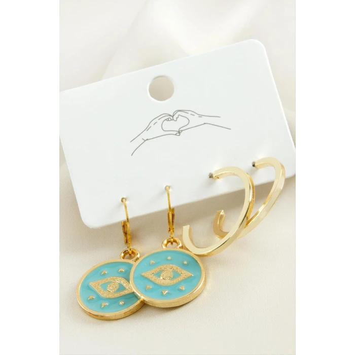 ieg™ 4 Adet Göz Mineli Halka Küpe