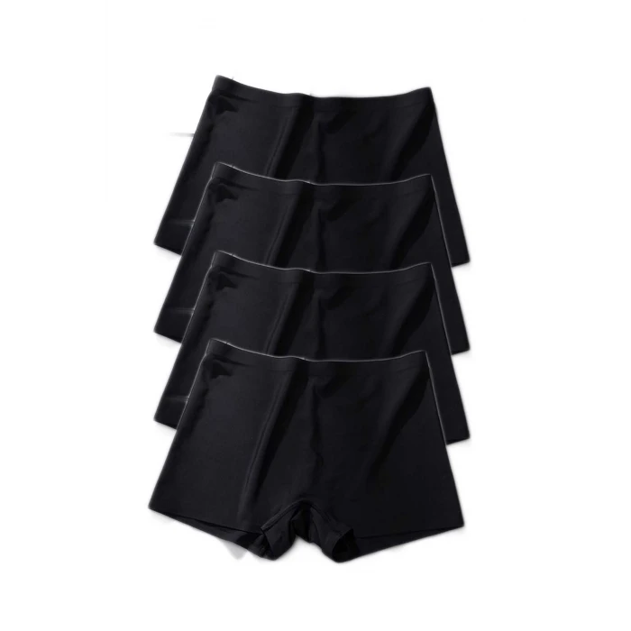 ieg™ 4 Adet Kadın Dikişsiz Görünmez İz Yapmaz Mini Şort Boxer Siyah