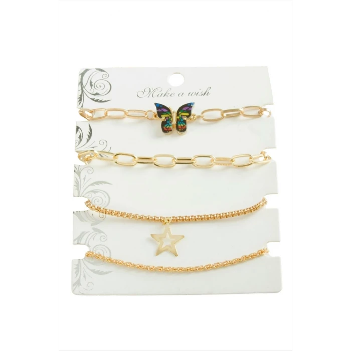 ieg™ 4 Adet Kelebek Trend Zincir Bileklik